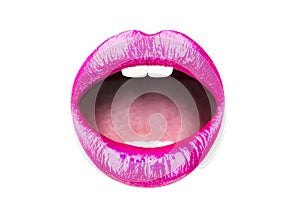 Isolated lip, beautiful makeup, sensual mouth, lip, smile. Lipstick or lipgloss. Beauty sensual lips, beautiful lip