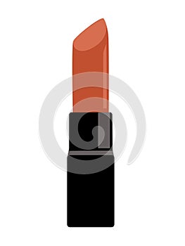 Isolated lipstick with orange color and black package flat design