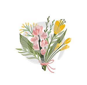 Isolated llustration bouquet of flowers. Vector design concept for Valentines Day and other.