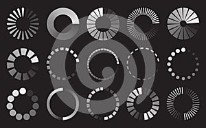 Isolated loading icon set on white background.