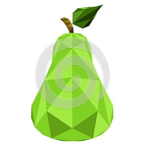 Isolated low poly pear fruit