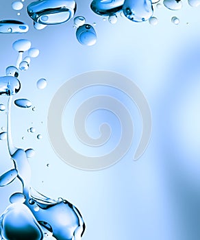 Isolated Macroscopic Blue Oil Bubbles on White Gradient Background
