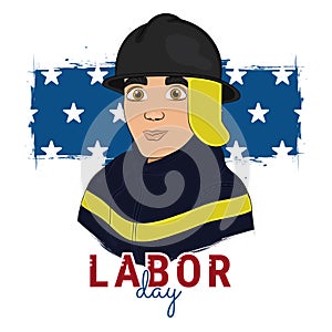 Isolated male firefighter with uniform Labor day Vector