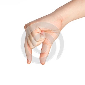 Isolated male hand holding object