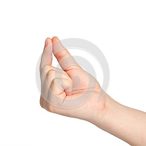 Isolated male hand holding an object