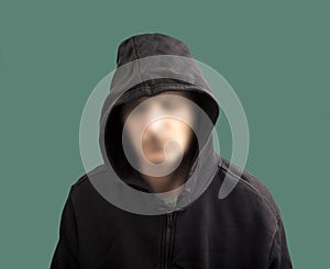 Isolated male silhouette with head. Burgle or theft concept photo