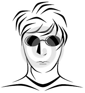 Isolated Man face artistic with glasses