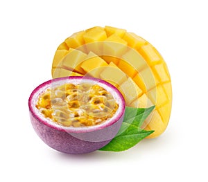 Isolated mango with passionfruit maracuya