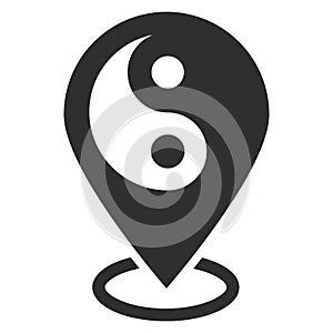 Isolated map marker with a ying yang. Map pin pointer Route Gps location icon Yin-yang