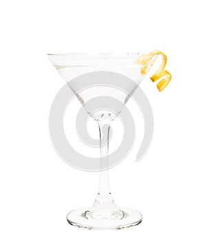 Isolated martini with a lemon twist