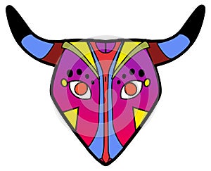 Isolated mask of Torito from Carnaval de Barranquilla photo