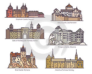 Isolated medieval castles of Europe. Architecture