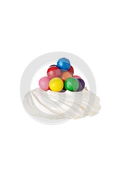 Isolated meringue cup with candy balls