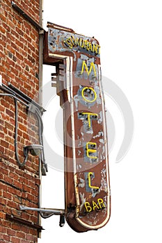 Isolated Metal Motel Sign