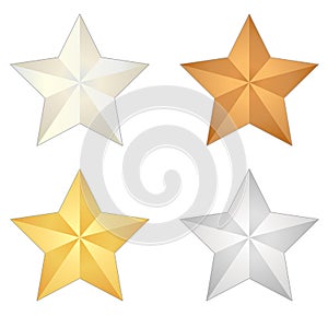Isolated Metal Star Vector Set