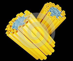Isolated microtubules on the black background