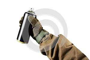Isolated military hand with paint spray can