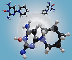 Isolated minoxidil chemical molecule structure