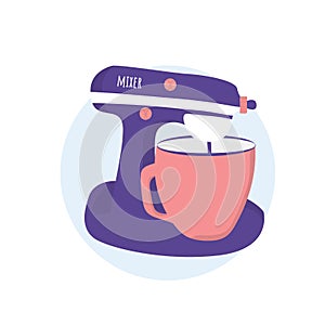Isolated Mixer with cup. Vector baking