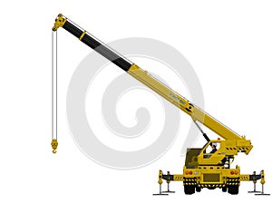 The isolated mobile crane on white background