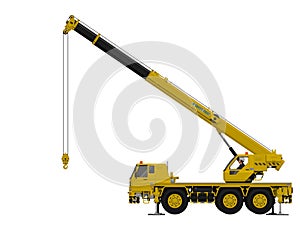 The isolated mobile crane on white background