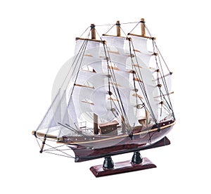 Isolated model sailboat ship