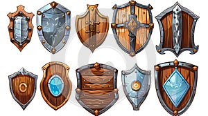 An isolated modern icon with a military screen front view isolated modern icon set, featuring a medieval armor made