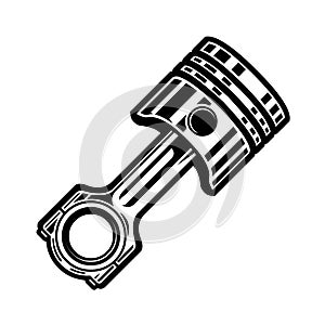 Isolated monochrome engine piston vector illustration