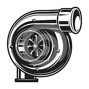 Isolated monochrome illustration of car turbo charger