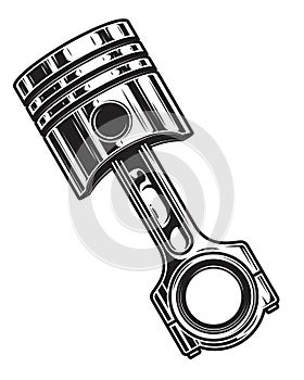 Isolated monochrome illustration of engine piston