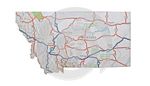 Isolated Montana Map Highways Topography
