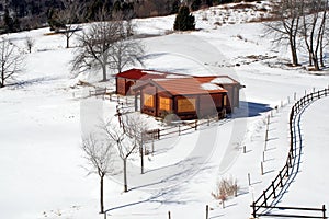 Isolated mountain hut