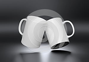 Isolated mug mockup on white. Blank coffee cup template. 3D rendering