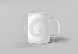 Isolated mug mockup on white. Blank coffee cup template. 3D rendering