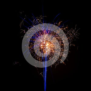 Isolated multi colored event firework at night