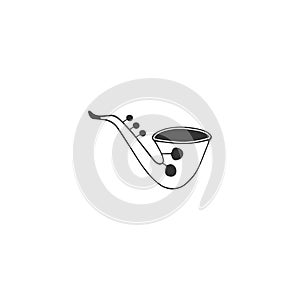 Isolated music icon, logo element. Vector hand drawn saxophone.