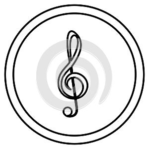 Isolated music note inside button design
