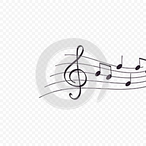 Isolated music notes, musical design element