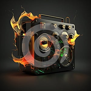 Isolated music reproductor with abstract power photo