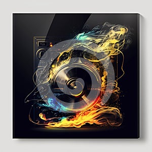 Isolated music reproductor with abstract power photo