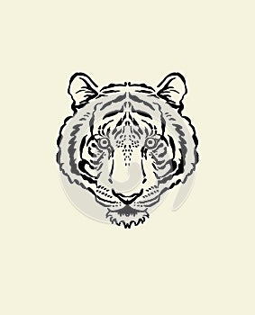 Isolated muzzle the tiger. Tiger head silhouette.