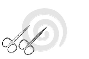 Isolated. Nail Clippers for nail and cuticle care. Two Scissors of one size on white background
