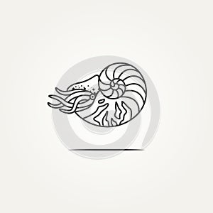 Isolated nautilus ocean shell line art badge logo