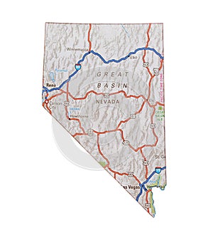 Isolated Nevada Map Highways Topography