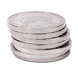 Isolated Nickel Coins Stack
