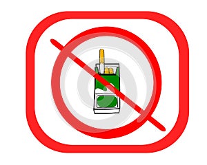 Isolated no smoking ban with pack of cigarettes