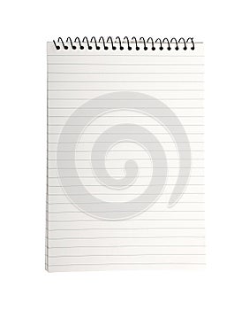 Isolated note book empty page lined writing line pad on white background spiral binding notebook notes paper notepad write memo