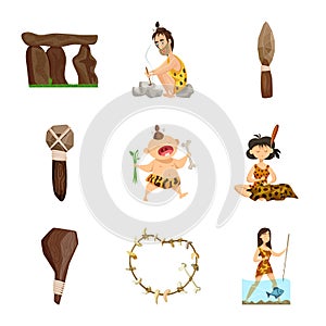 Isolated object of ancient  and age icon. Set of ancient  and archeology stock symbol for web.