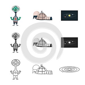 Isolated object of astronomy and technology icon. Set of astronomy and sky vector icon for stock.
