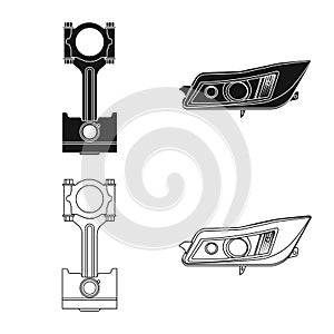 Isolated object of auto and part logo. Set of auto and car vector icon for stock.